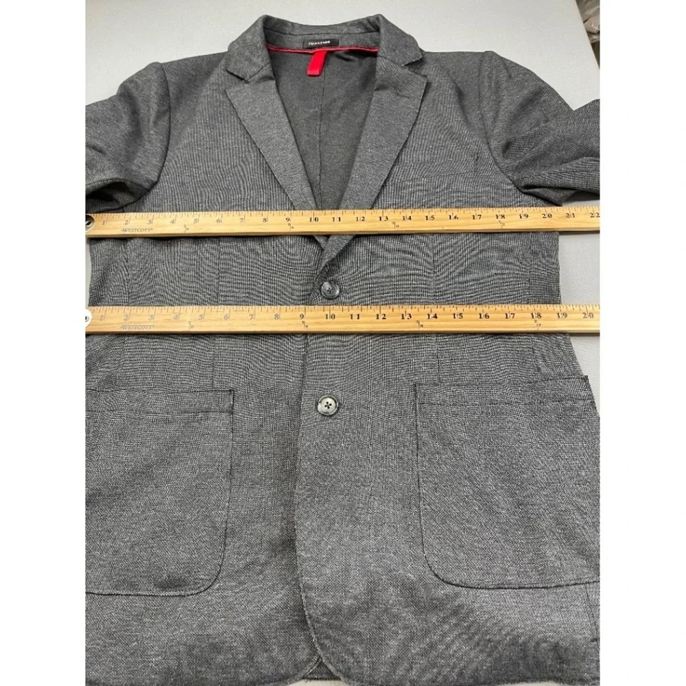 7DIAMONDS Mens Blazer M Crockett Gray Raw‎ Edge Unstructured Sport Coat Jacket